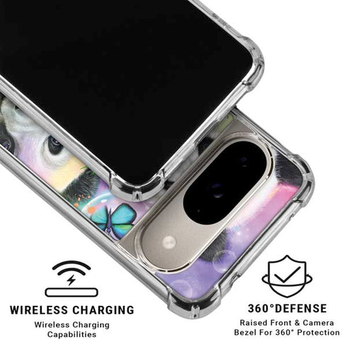 Rainbow Pandas with Butterflies by Sheena Pike Google Pixel 10 Clear Case